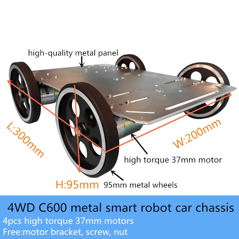 50kg Load Large C600 Full Metal Smart Robot Car Cha..